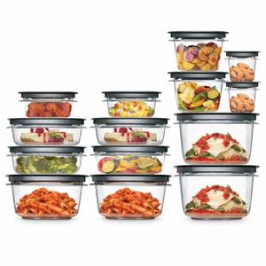 lot 53340 image: Rubbermaid 20 Piece ClearGrey Food Storage Containers, Premium Snap Bases, and Various Size Lids, Perfect for Meal Prep, Leftovers, and Dishwasher Safe