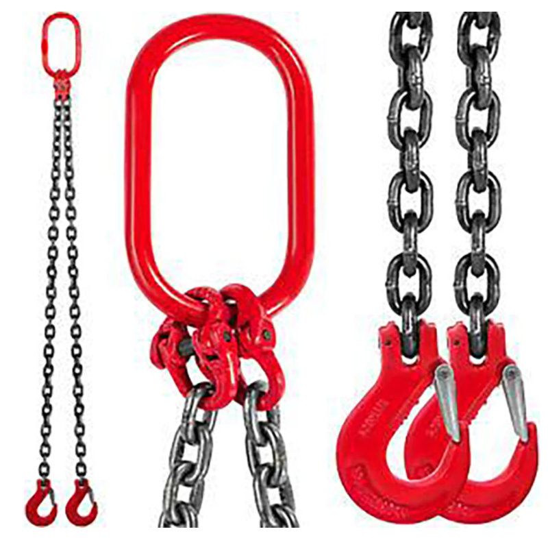 lot 1021 image: Lot (8) UNUSED 2023 516 7ft G80 Double legs lifting chain sling. Material alloy steel.