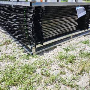 lot 5042B image: (1) Pallet of - Galvanized Steel Fencing, 10FT (L) x 7FT (H) 20pcs Fence panels  21pcs posts with connectors, lead free Powder coat