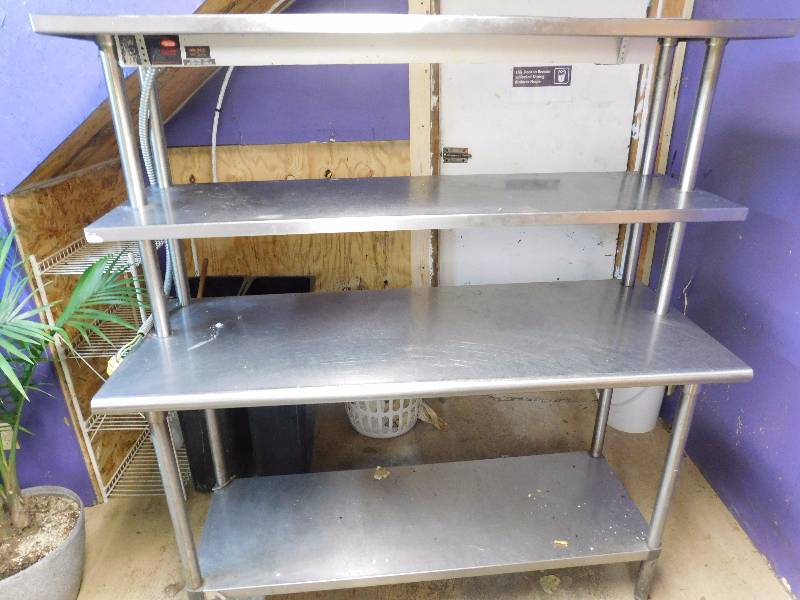 lot 6 image: Stainless Steel Table with Dual Over Shelves and Heat Strip