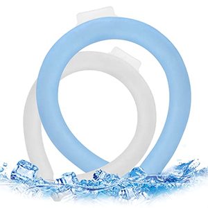 lot 60007 image: ZLYM Neck Cooling Tube, 2Pcs Neck Cooling Ring, Cooling Starts Below 28°C (82.4°F), Reusable Wearable Cooling Neck Wraps White Blue