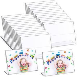 lot 60008 image: 48 Pcs 5 x 3.5 Inch Acrylic Frame, Acrylic Sign Holder Clear Acrylic Picture Frame Horizontal Display Photo Booth Frames with Slanted Back for Home Office Wedding Birthday
