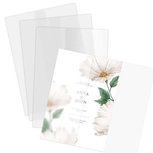 lot 60010 image: Vellum Jackets - 200 Pack Folded Vellum Jacket for 5 x 7 Invitations, Translucent Vellum Paper for Invitation, Greeting Cards, Photo Prints