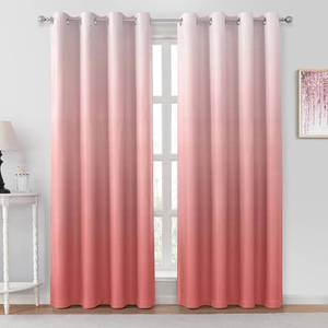 lot 60020 image: HOMEIDEAS Coral Pink Ombre Blackout Curtains 52 X 84 Inch Length Gradient Room Darkening Thermal Insulated Energy Saving Grommet 2 Panels Window Drapes for Living RoomBedroom