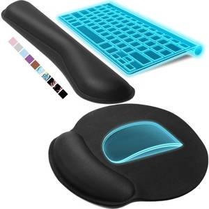 lot 60022 image: KTRIO Ergonomic Mouse Pad with Wrist Rest, Comfortable Keyboard Wrist Rest, Memory Foam Wrist Rest for Computer Keyboard, Mouse Pad Set for Easy Typing & Pain Relief for Office & Home, Black