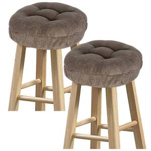 lot 60030 image: baibu Set of 2 Stool Covers Round, Super Soft Corduroy Round Bar Stool Cushion Covers Seat Cushion - 2 Cushions Only (Brown, 12 (30 cm))