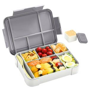 lot 60042 image: LOVINA Bento Box for Adult Kids, Stylish Teens Adult Lunch Box Containers With 5 Compartments, Durable, MicrowaveDishwasher Safe, BPA-Free, Perfect for On-the-Go Meal(Solid Grey)