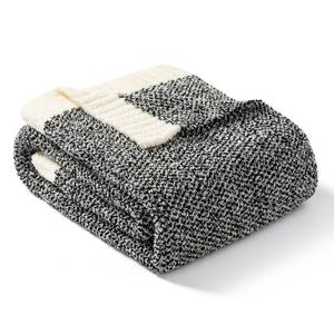 lot 60044 image: Snuggle Sac Heather Black Throw Blanket for Couch, Reversible Throw Blanket Warm Cozy Knit Fuzzy Plush Lightweight for Sofa, Bed, Camping, Picnic, 50 x 60 inch