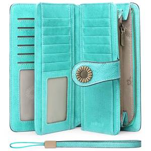 lot 60052 image: SENDEFN Wallets for Women Genuine Leather Credit Card Holder with RFID Blocking Large Capacity Wristlet