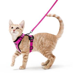 lot 60058 image: rabbitgoo Cat Harness and Leash for Walking, Escape Proof Soft Adjustable Vest Harnesses for Cats, Easy Control Breathable Reflective Strips Jacket, Rose Red,S