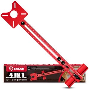 lot 60065 image: Saker 4 in 1 Router Milling Groove Bracket-Cabinet Hardware Jig with Automatic Center Punch-Router Milling Groove Bracket Advantages,Router Jigs for Woodworking(1pcs)