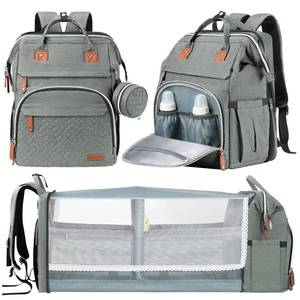 lot 60068 image: DERJUNSTAR Baby Diaper Bag Backpack, Diaper Changing Station, Baby Bags for Boys Girls, Mothers Day Gift,USB Charging Port,Pacifier Case, Sunshade and Toy Bar, Ash Grey