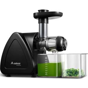 lot 167 image: Juicer Machine, Aobosi Slow Masticating Juicer, Cold Press Juicer Machines with Reverse Function, Quiet Motor, High Juice Yield with Juice Jug & Brush for Cleaning (Matte Black) - Retail $130.25