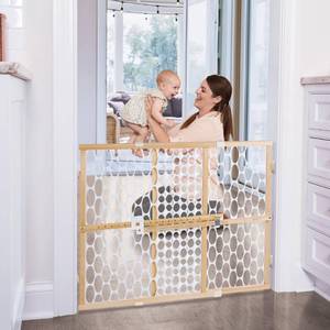lot 60111 image: Toddleroo by North States Quick Fit Oval Mesh Wooden Baby Gate 26.5- 42 Wide. Pressure Mounted Baby Gate for Doorway. Tension Lever for Quick Custom Fit. (23 Tall, Sustainable Hardwood)