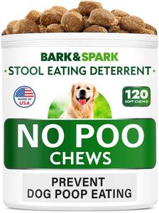 lot 60122 image: Bark&Spark NO Poo Treats - Prevent Dog Poop Eating - Coprophagia Treatment - Stool Eating Deterrent - Probiotics & Enzymes - Digestive Health  Breath Aid - 120 Soft Chews - USA Made - Bacon Flavored