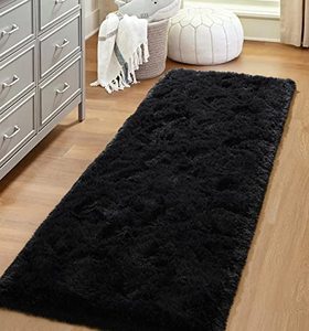 lot 60130 image: Unirea Fluffy Area Rug for Bedroom Living Room 2x4 Feet, Black Plush Carpet Soft Plush Runner Rug Small Fur Rug for Hallway Bedside Dorm Kids Nursery Teen Girls Room Home Decor Mats