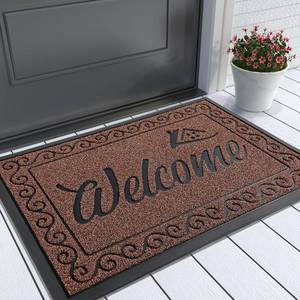 lot 60136 image: Yimobra Welcome Front Door Mat, Heavy Duty Easy Clean Doormat Indoor Outdoor, Waterproof Quick Dry Floor Mat for Home, Garage, Hign Traffic Areas, Non Slip, Low Profile, 29.5X17 Inches, Maroon