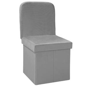 lot 60140 image: B FSOBEIIALEO Velvet Storage Ottoman with Seat Back, Folding Chair for Living Room, Room Organizer Storage Cubes, Toy Chest Storage Box (Grey, Medium)