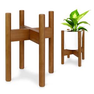 lot 60146 image: Blvornl 1 Pack Adjustable Plant Stand Indoor, 11.8 in Mid Century Plant Holder, Stable Bamboo Plant Stand for 7-11in Flower Potts (Excluding Potted Plants) (Dark Brown)