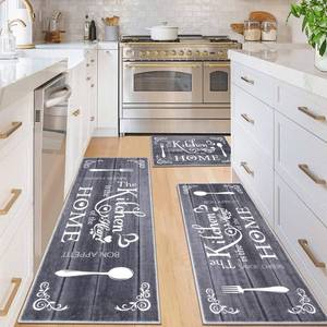 lot 60157 image: Vaukki Boho Kitchen Rug Sets 3 Pieces, Washable Kitchen Mats for Floor, Non Slip Soft Kitchen Area Rug Floor Mat for Kitchen, Laundry Room and Hallway (Grey, 20x3220x4720x59)