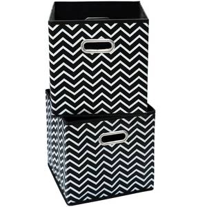 lot 60159 image: Yunkeeper 11 Inch Cube Storage Bins, Fabric Cubes Organizer Baskets with Handle, Foldable Basket for Closet or Collapsible Storage Box, 11x11x11 Set of 2 (Black Wave)