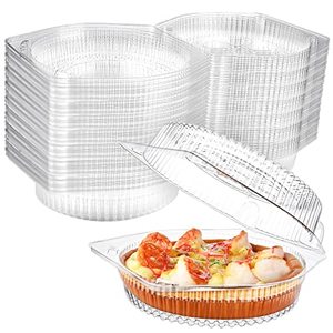 lot 60160 image: Yoiemivy 40 Pcs 8 Disposable Pie Containers with Lids Clear Plastic Pie Carrier Round Pie Keeper Storage Dessert Carrier Clamshell Takeout Food Containers for Doughnut Cookies Salad Fruit Vegetable