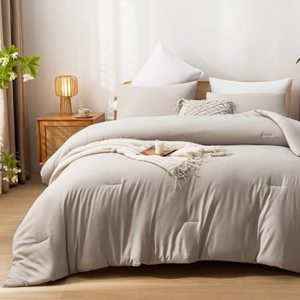lot 60169 image: weigelia 3PCS Boho Full Size Comforter Set Tannish Grey Farmhouse Bed Comforter for Teen Women and Men Reversible Warm Washable Microfiber Comforter for All Season