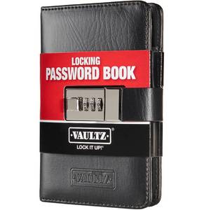 lot 60170 image: Vaultz Secure Locking Password Book (6.5 x 4.25) - 3-Digit Combination Lock, Organized & Portable with 100 Pages, Holds 125 Passwords - Mobile Memory Aid, Lightweight & Convenient Extras Included