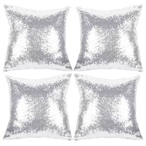 lot 60172 image: BSSN Pack of 4 Silver Sequin Pillow Covers, 18x18 Inch Shiny and Luxury Decorative Throw Pillow Cases Metal Cushion Covers for Couch Bed Sofa Christmas Day,18 x 18