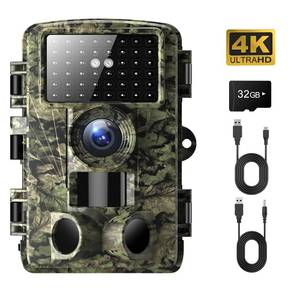 lot 60184 image: Trail Camera - 4K 48MP Game Camera with Night Vision, 0.05s Trigger Motion Activated Hunting Camera, IP66 Waterproof, 130 Wide-Angle with 46pcs No Glow Infrared LEDs for Outdoor Wildlife - Retail $92.33