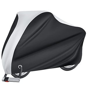 lot 60186 image: Puroma Bike Cover Outdoor Waterproof Bicycle Covers Rain Sun UV Dust Wind Proof with Lock Hole for Mountain Road Electric Bike, XL (Black & Silver)