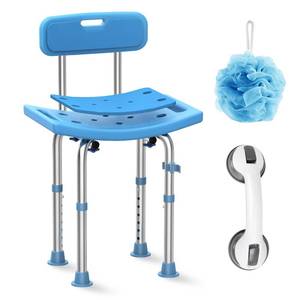 lot 60193 image: Medhelp Shower Chair with Back for Inside Shower, FSAHSA Eligible Heavy Duty 380lbs Stainless Steel Adjustable Shower Stool, Tool Free & Anti Slip Padded Bath Seat for Elderly, Handicap & Disabled