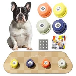 lot 60194 image: MEWOOFUN Dog Buttons for Communication Starter Pack, Dog Training Talking Buttons Set Recordable Cat Dog Speaking Buttons with Mat & Training Manual & Stickers(4 Packs-Colorful)
