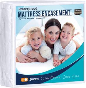 lot 60196 image: Utopia Bedding Zippered Mattress Encasement Queen - 100% Waterproof and Bed Bug Proof Mattress Protector - Absorbent, Six-Sided Mattress Cover