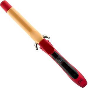 lot 60204 image: CHI Air Texture Fire Red Ceramic Curl Iron, Hair Curler For Smooth & Shiny Curls, Adjustable Temperature & Automatic Shut-Off, 1 Barrel