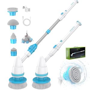 lot 60210 image: Oraimo Electric Spin Scrubber, Electric Bathroom Scrubber, 430RPM Cordless Shower Scrubber with Adjustable Extension Arm for Bathroom, 4 Replaceable Brushes for Bathtub, Grout, Tile, Wall, Floor, Sink
