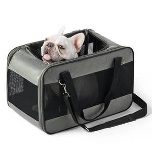 lot 60218 image: Lesure Cat Dog Carrier Airline Approved - Dog Carrier for Small Dogs Collapsible Soft Side TSA Approved Travel Pet Carrier for Car, Black, 17.5x11x11