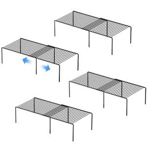 lot 60220 image: ARCCI Expandable Cabinet Wire Shelf Rack Set of 4, Adjustable Kitchen Cabinet Organizer Storage Shelves, Plate Wire Shelf Organizer for Kitchen Cabinets, Cupboard, Freezer, Bathroom, Black