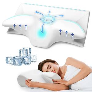 lot 60221 image: Cervical Pillow for Neck Pain Relief, Cooling Contour Memory Foam Pillows Support Odorless Ergonomic Neck Pillow Adjustable Orthopedic Bed Pillow for Side Back Stomach Sleeper with Pillowcase