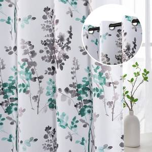 lot 60222 image: H.VERSAILTEX Blackout Curtains 84 Inch Length 2 Panels Set Thermal Insulated Floral Curtains & Drapes Room Darkening Grommet Curtains for Living Room(W52 x L84 Inch, Grey and Turquoise)