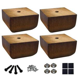 lot 60227 image: AORYVIC Sofa Legs Square Bed Feet 2 inch Wood Replacement Leg for Furniture Set of 4, Dark Brown