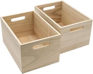 lot 60228 image: Sorbus Unfinished Wood Crates - Organizer Bins, Wooden Box for Pantry Organizer Storage, Closet, Arts & Crafts, Cabinet Organizers, Containers for Organizing (2 Pack)