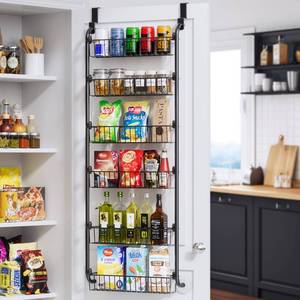 lot 60234 image: Delamu Over the Door Pantry Organizer, Metal Pantry Organizers and Storage, 6-Tier Over the Door Organizer, Pantry Door Organizer for Easy Install, D5 x W18 x H50 inch, Black