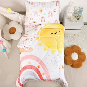 lot 60235 image: CARUILI 4 Piece Toddler Bedding Set for Girls, Boho Rainbow Toddler Bed Comforter Set, Ultra Soft & Breathable Kids Bedding Includes Quilted Comforter, Flat Sheet, Fitted Sheet, Pillowcases, Pink