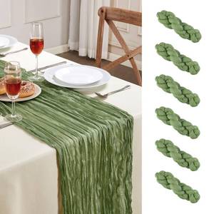 lot 60249 image: AGIRL 6 Pack Sage Green Cheesecloth Table Runner 10FT Long Boho Gauze Table Runner Rustic Sheer Runner for Wedding Bridal Baby Shower Birthday Party Table Decor Thanksgiving Christmas Decorations