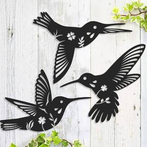 lot 60252 image: Daogtc Metal Hummingbird Wall Art Decor-Black Metal Wall Art,Bird Wall Sculpture for Home Kitchen Patio Bedroom Living Room Bathroom(3 Pack)