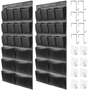 lot 60254 image: TidyMaster 2 Pack Extra Large Hanging Over Door Shoe Organizers,closet shoe organizer shoe rack organizer shoe storage,126 Breathable Mesh Pockets with 88 Hooks, Black (59 x 21.6 inch)