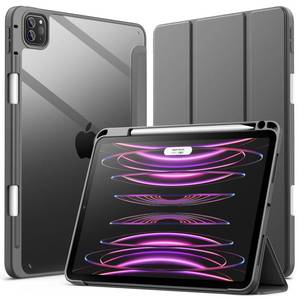 lot 60260 image: JETech Case for iPad Pro 11 Inch 2022202120202018 (4th3rd2nd1st gen) with Pencil Holder, Clear Transparent Back Shell Slim Stand Shockproof Tablet Cover, Auto WakeSleep (Space Gray)