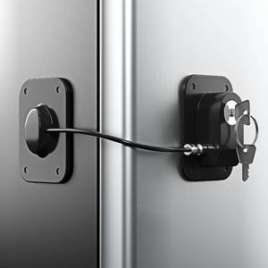 lot 60264 image: RORMGO Refrigerator Lock 2 Packs, Fridge Lock with Silicone Wire Protection Fridge Locks for Kids Easy to Use and Install Fridge Locks with Key Surface-Friendly Freezer Lock, Black