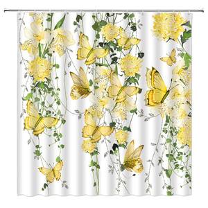 lot 60267 image: ASVEAS Yellow Butterfly Shower Curtains Watercolor Butterflies Rustic Floral Spring Vine Nature Garden Woman Fabric Home Bathroom Decor Set with Hook70 WX70 H
